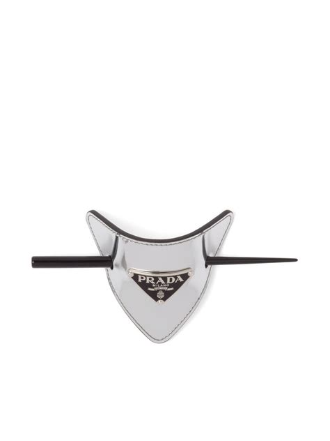 Prada Triangle Logo Crystal Hair Pins 